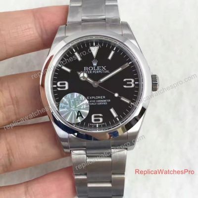 Swiss Copy Rolex Explorer 39mm Watch SS Black Face